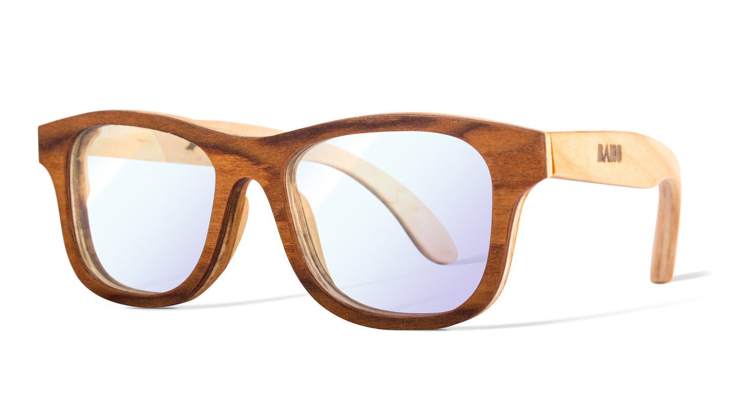Lentes para computadora, modelo Bang, nativo palisandro, fondo blanco