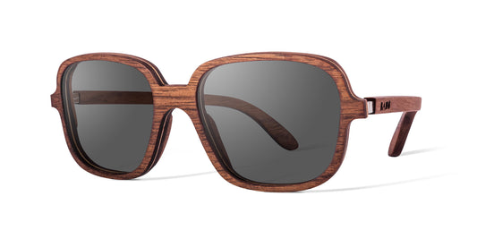 Lentes de madera Bang, modelo Tulum, micas polarizadas, fondo blanco, vista lateral