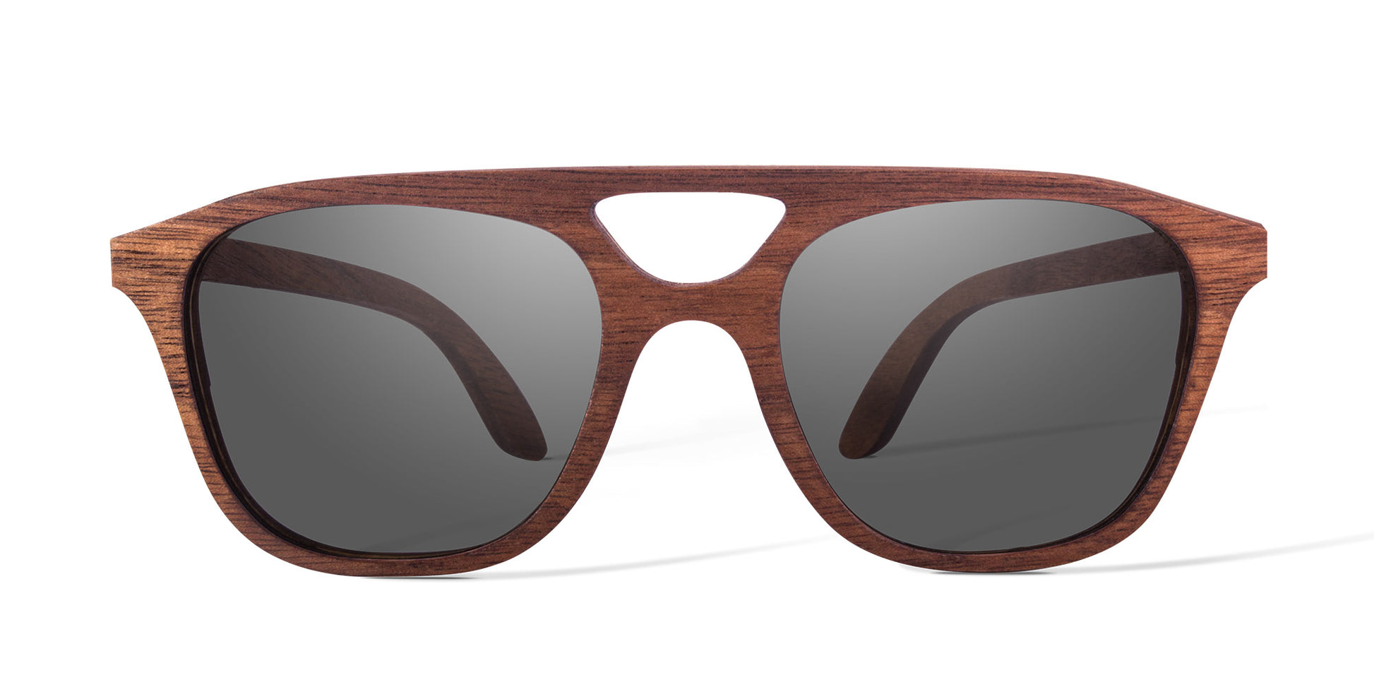 Lentes de madera cobá, mica humo, polarizada, marca Bang